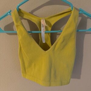 Free People Movement Yellow Ribbed workout Top